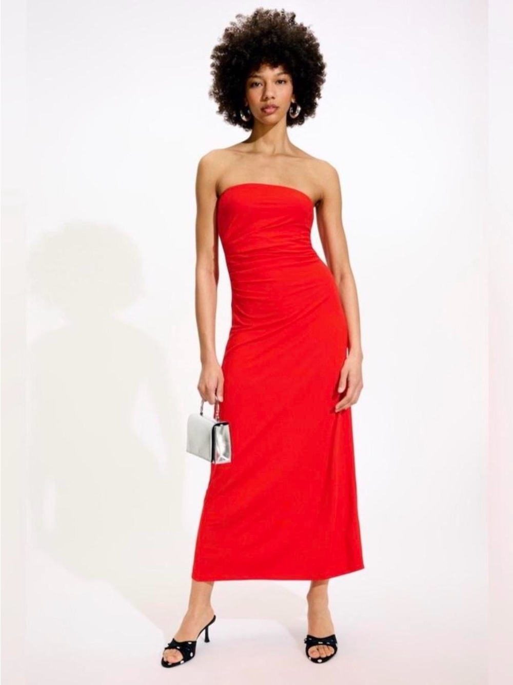 Favorite Daughter Colette Dress Red Strapless Ruched 90s Style Maxi Tube Dress